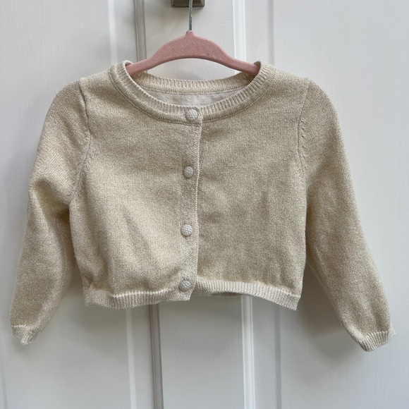 NWOT 18M Gold Sparkly Crop Sweater - Picture 1 of 4